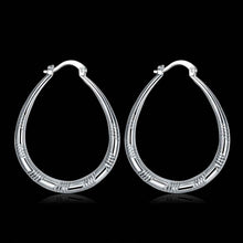 silver plated earing Ellipse Skin Prismatic hoop Earring silver plated Earrings 294 ELY