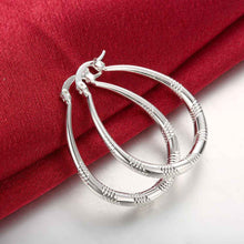 silver plated earing Ellipse Skin Prismatic hoop Earring silver plated Earrings 294 ELY