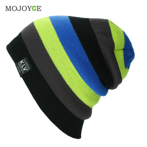 Men Women Beanies Striped Rainbow Colors Hat Cotton Knitted Hats for women Soft Beanie Gorro Cap ELY