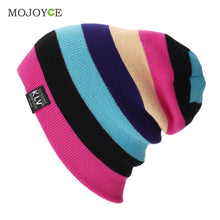 Men Women Beanies Striped Rainbow Colors Hat Cotton Knitted Hats for women Soft Beanie Gorro Cap ELY