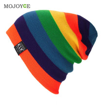 Men Women Beanies Striped Rainbow Colors Hat Cotton Knitted Hats for women Soft Beanie Gorro Cap ELY