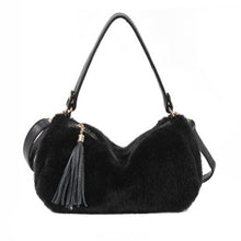 PU Artificial Cony Wool Handbag Ladies Tassel Shoulder Bag Faux Fur Women Leather Handbag Plush Cony Hair Clutch ELY