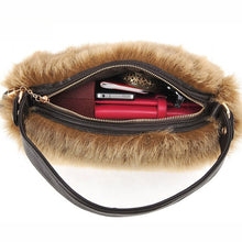 PU Artificial Cony Wool Handbag Ladies Tassel Shoulder Bag Faux Fur Women Leather Handbag Plush Cony Hair Clutch ELY