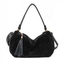 PU Artificial Cony Wool Handbag Ladies Tassel Shoulder Bag Faux Fur Women Leather Handbag Plush Cony Hair Clutch ELY