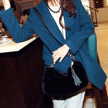 PU Artificial Cony Wool Handbag Ladies Tassel Shoulder Bag Faux Fur Women Leather Handbag Plush Cony Hair Clutch ELY