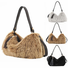 PU Artificial Cony Wool Handbag Ladies Tassel Shoulder Bag Faux Fur Women Leather Handbag Plush Cony Hair Clutch ELY