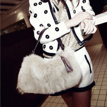 PU Artificial Cony Wool Handbag Ladies Tassel Shoulder Bag Faux Fur Women Leather Handbag Plush Cony Hair Clutch ELY
