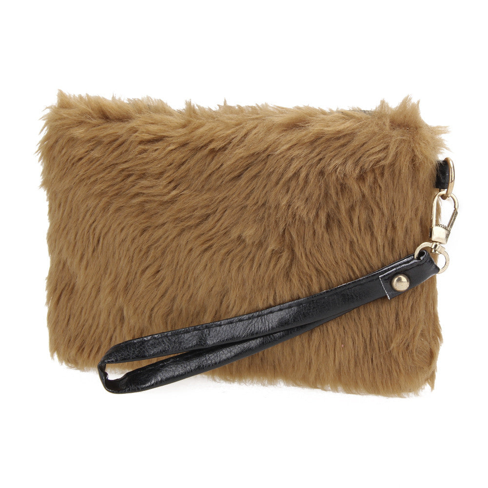 Women Artificial Conny Woollen Wallet Purse Messenger Clutch Bag Long Wallet Casual Lady Cash Purse Women Hand Bag ELY