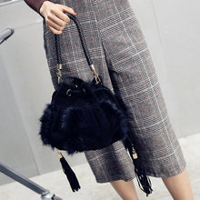 Women Bag Handbag Artificial Conny Woolen Drawstring NubuckBucket Brand Handbag Shoulder Bag Tassel Hand Bag Clutch ELY