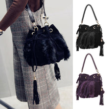 Women Bag Handbag Artificial Conny Woolen Drawstring NubuckBucket Brand Handbag Shoulder Bag Tassel Hand Bag Clutch ELY