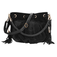Women Bag Handbag Artificial Conny Woolen Drawstring NubuckBucket Brand Handbag Shoulder Bag Tassel Hand Bag Clutch ELY