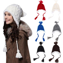 Women Caps Hats Plush Earflap Hat Knitted Wool Beanie Cap Woolen Warm Christmas Caps 1STL ELY