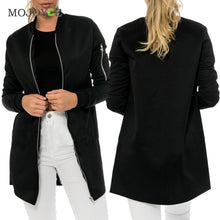 Women Basic Coats Long Sleeves Bomber Jacket Classic Style Zip Up Biker Vintage Stylish Coats 1STL ELY