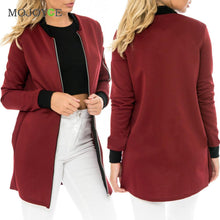 Women Basic Coats Long Sleeves Bomber Jacket Classic Style Zip Up Biker Vintage Stylish Coats 1STL ELY