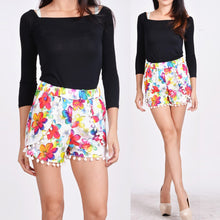 Women High Waist Short Tassel Floral Print Casual Beach Women Shorts Short Feminino Pantalones Cortos Mujer 1STL ELY
