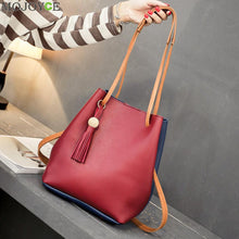 Women Leather Handbag PU Barrel Bag with Tassel Handbag Shoulder Bag Large Famous Brand Designer sac Tote Women Bag Clutch ELY