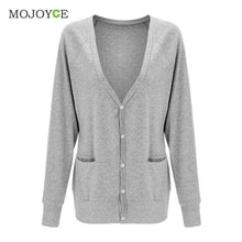 Women Long Sleeve Cotton Cardigan Gray Loose Coat Outwear Top Long Sleeve Girl Women Open School Cardigan ELY