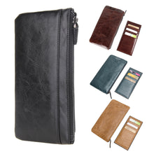 Women Men Leather Long Zipper Wallet 55''Phone Holder Zipper Coin Purse Leather Clutch Mobile Phone Holder ELY