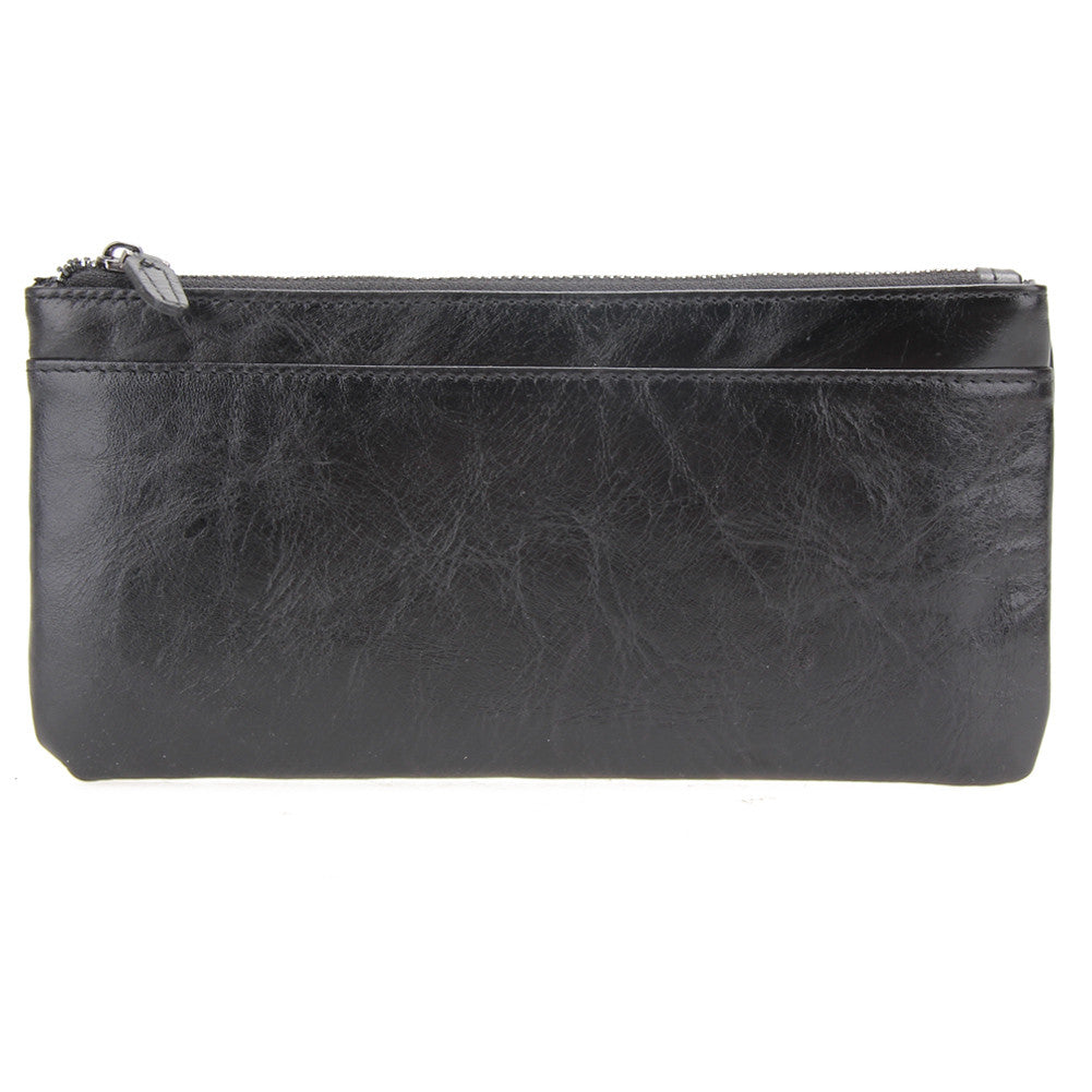 Women Men Leather Long Zipper Wallet 55''Phone Holder Zipper Coin Purse Leather Clutch Mobile Phone Holder ELY