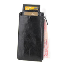 Women Men Leather Long Zipper Wallet 55''Phone Holder Zipper Coin Purse Leather Clutch Mobile Phone Holder ELY