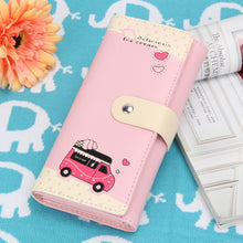 Women PU Leather Long Section Wallet Hit Color Cute Lovely Coin Coin Purses Girl Holders Long Wallet Clutch Money Bags ELY