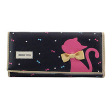 Women PU Leather Long Wallet Cute Cat Bow Card Holder Coin Purse Leather Money Bag Wallet Ladies Clutch Handbag ELY