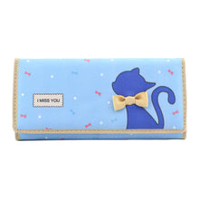 Women PU Leather Long Wallet Cute Cat Bow Card Holder Coin Purse Leather Money Bag Wallet Ladies Clutch Handbag ELY