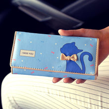 Women PU Leather Long Wallet Cute Cat Bow Card Holder Coin Purse Leather Money Bag Wallet Ladies Clutch Handbag ELY