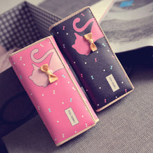 Women PU Leather Long Wallet Cute Cat Bow Card Holder Coin Purse Leather Money Bag Wallet Ladies Clutch Handbag ELY