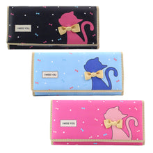 Women PU Leather Long Wallet Cute Cat Bow Card Holder Coin Purse Leather Money Bag Wallet Ladies Clutch Handbag ELY