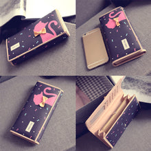 Women PU Leather Long Wallet Cute Cat Bow Card Holder Coin Purse Leather Money Bag Wallet Ladies Clutch Handbag ELY