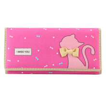 Women PU Leather Long Wallet Cute Cat Bow Card Holder Coin Purse Leather Money Bag Wallet Ladies Clutch Handbag ELY
