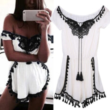 Women Rompers Jumpsuit Sexy Off Shoulder White Style Shorts Clubwear Playsuit Bodycon Lace Jumpsuits 1STL ELY