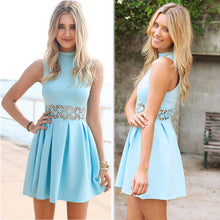 Women Sleeveless Dress Casual Party Short Mini Lace Dress 1STL ELY