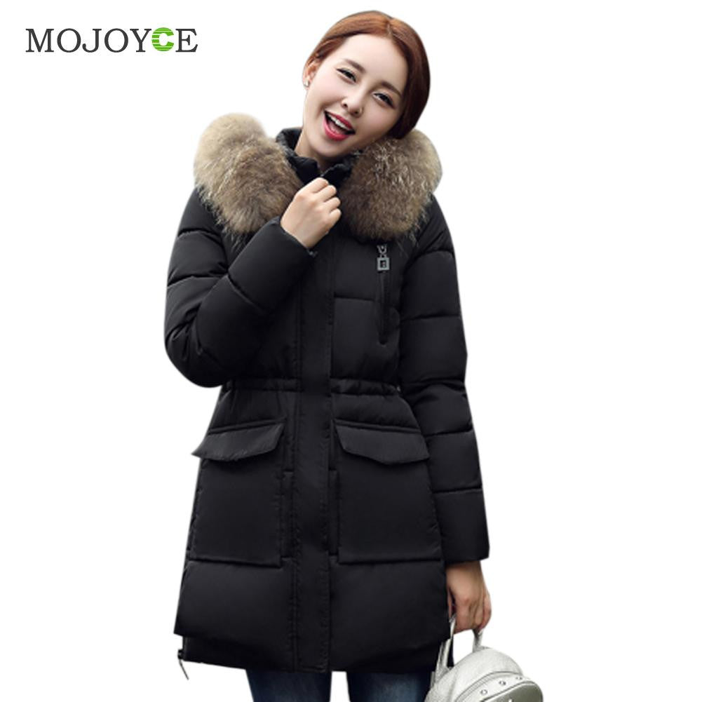 Women Warm Down Jacket Down Cotton Coat Faux Fur Hooded Slim Parka Outerwear Faux fur Collar Down Coats Plus Size ELY