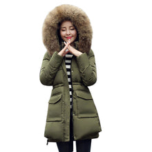 Women Warm Down Jacket Down Cotton Coat Faux Fur Hooded Slim Parka Outerwear Faux fur Collar Down Coats Plus Size ELY