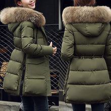 Women Warm Down Jacket Down Cotton Coat Faux Fur Hooded Slim Parka Outerwear Faux fur Collar Down Coats Plus Size ELY