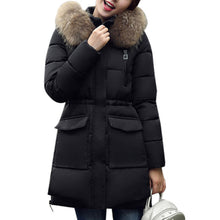 Women Warm Down Jacket Down Cotton Coat Faux Fur Hooded Slim Parka Outerwear Faux fur Collar Down Coats Plus Size ELY