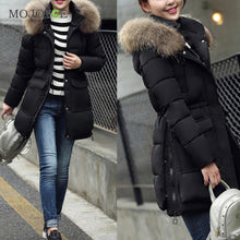 Women Warm Down Jacket Down Cotton Coat Faux Fur Hooded Slim Parka Outerwear Faux fur Collar Down Coats Plus Size ELY