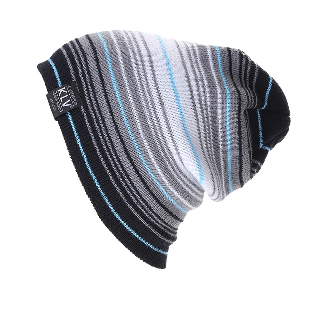 Woolen Yarn Stripe Men Hats Caps Women Hats Multistorey Stripe Hit Wool Hip Hop Men Knit Beanies Hats 1STL ELY