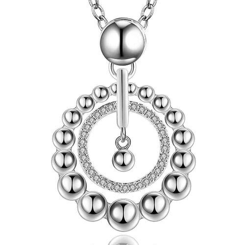 colares femininos sterling silver circle beads silver -plated women necklace chain pendants693 ELY