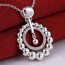 colares femininos sterling silver circle beads silver -plated women necklace chain pendants693 ELY