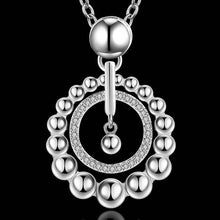 colares femininos sterling silver circle beads silver -plated women necklace chain pendants693 ELY