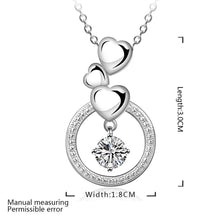 colares femininos sterling silver three heart circle silver -plated women necklace chain pendants691 ELY