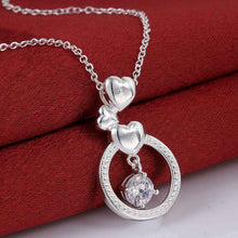 colares femininos sterling silver three heart circle silver -plated women necklace chain pendants691 ELY