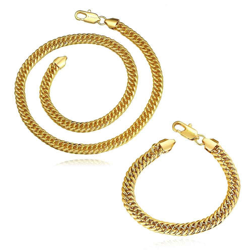 18K Gold Plating jewelry sets sport fishbone chain necklace+bracelet bijoux SMTPS421 ELY