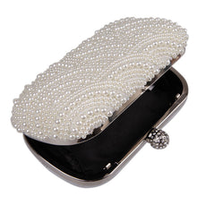 Oval Shaped Pearl Beaded White Clutch Handmade Box Clutch Bag White Handbag 1600*1000*400cm Purses and Handbags White Purse ELY
