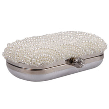 Oval Shaped Pearl Beaded White Clutch Handmade Box Clutch Bag White Handbag 1600*1000*400cm Purses and Handbags White Purse ELY