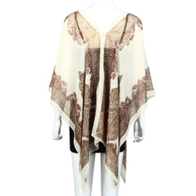 Paisley Print Chiffon Blouse Women Blusas Beachwear Poncho Blouse Cover Up Kimono Tops Blusa Feminino Chiffon Poncho Top ELY