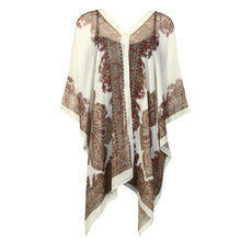 Paisley Print Chiffon Blouse Women Blusas Beachwear Poncho Blouse Cover Up Kimono Tops Blusa Feminino Chiffon Poncho Top ELY